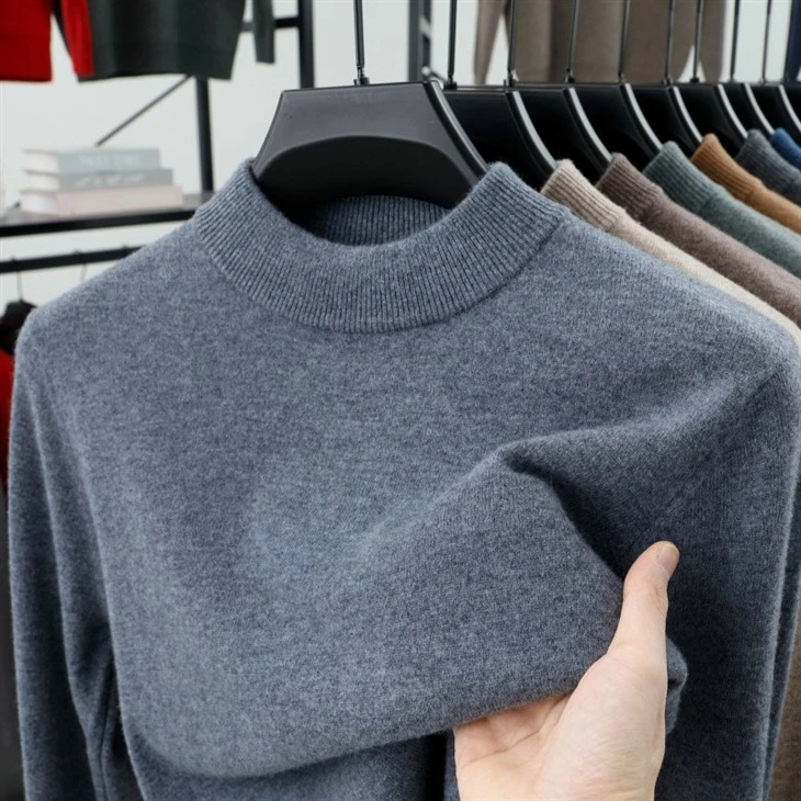Men Solid Wool Rib Crew Neck supplier