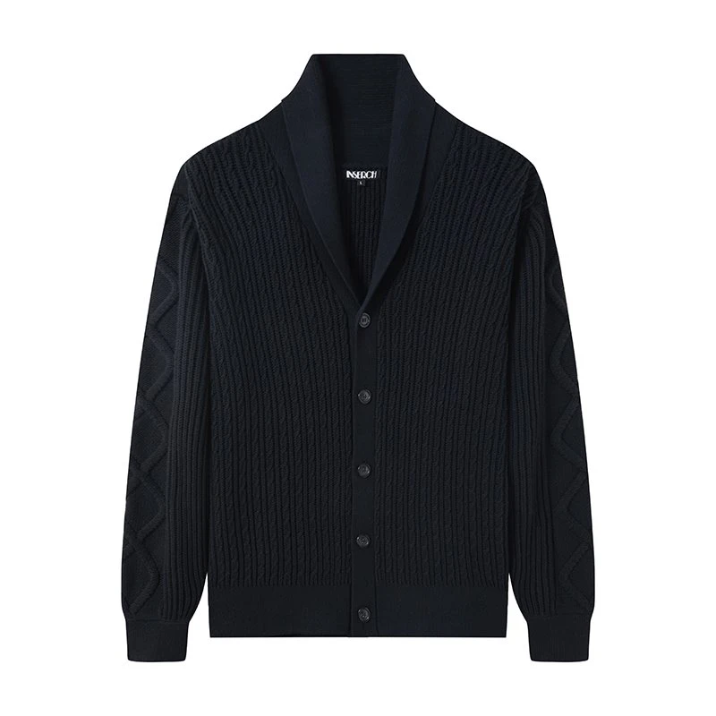 Mens Black Cotton Cardigan